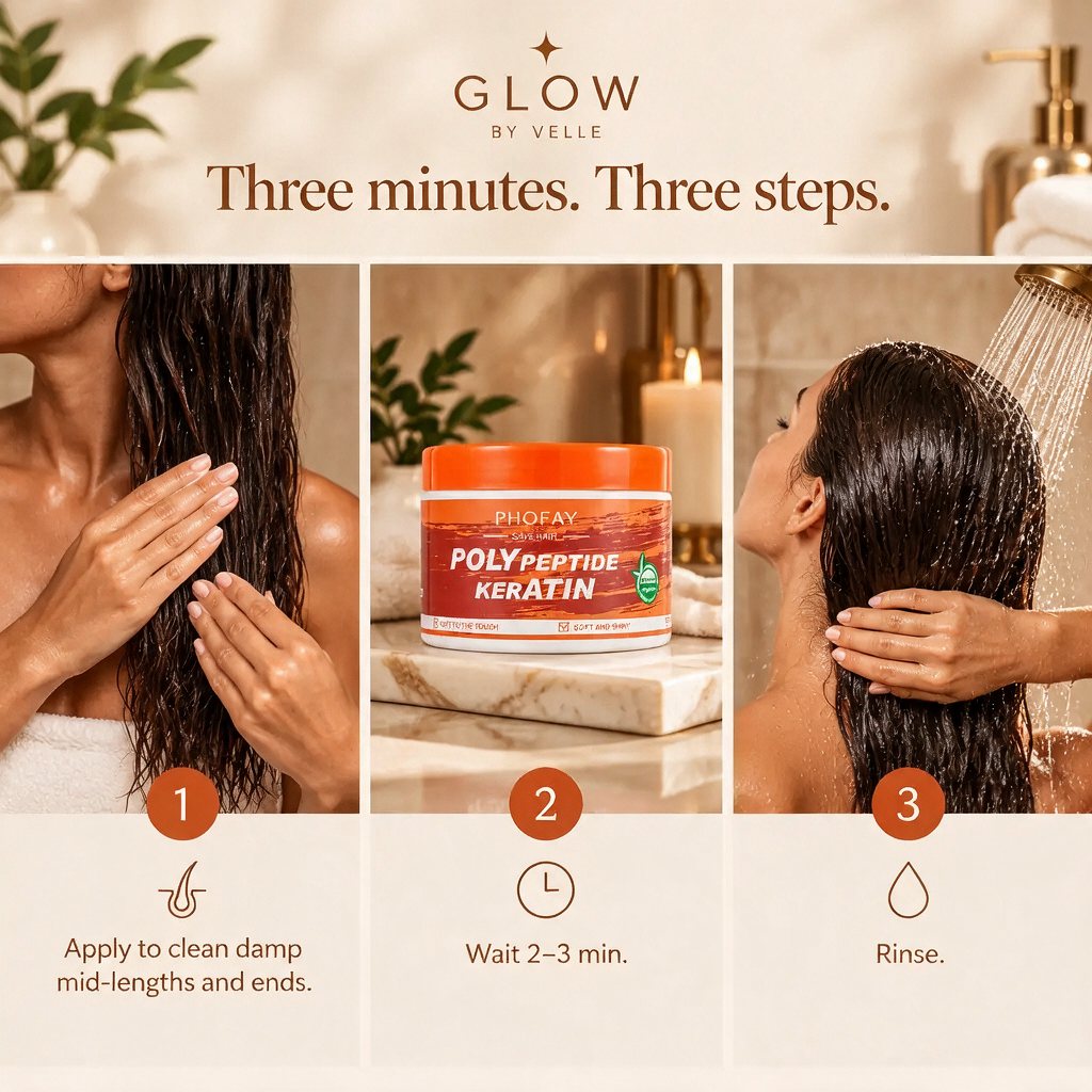 Glow By Velle hair treatment routine